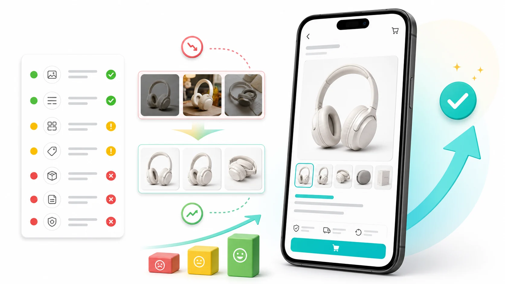 TikTok Shop 商品详情页质量检查示意