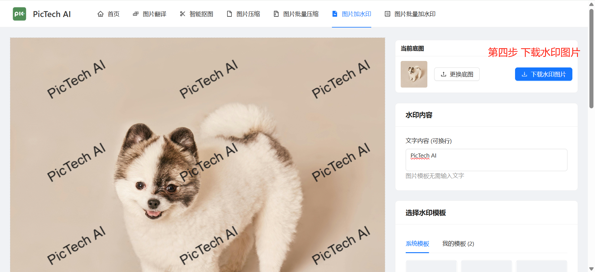 第四步:下载已添加水印的图片